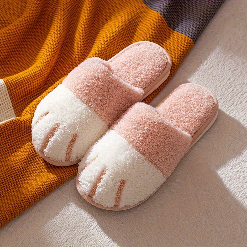 Adorable Whisker-Faced Cat Paw Slippers - Cozy Plush Lined Casual Shoes for Indoor Comfort - Perfect for Koningsdag/King's Day Celebration