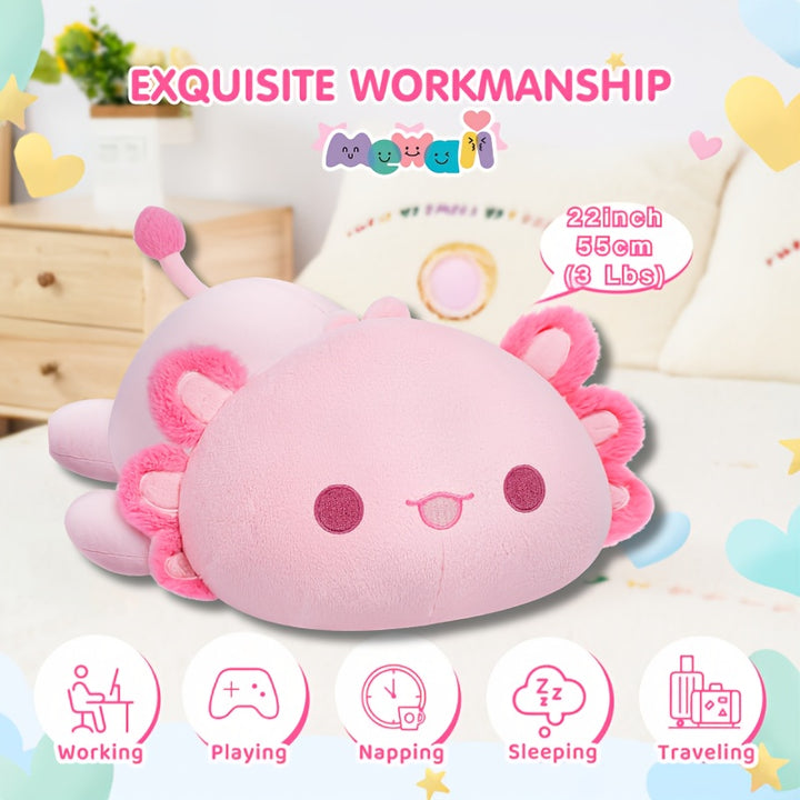 MeWaii 3Lbs Weighted Plush Axolotl, 22 Inches Large Weighted Plush Toy Multi-Item Party Favor Packs, Cute Soft Stuffed Animal, Plush Throw Pillow, Thanksgiving Gift Birthday Christmas Gift, Christmas Party Decor, Themed Gift, Birthday Gift