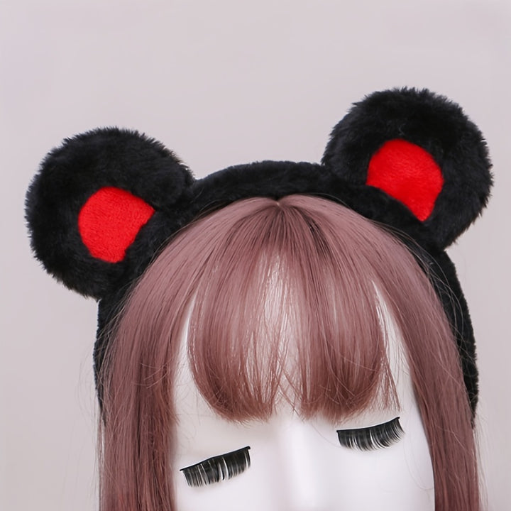 Cute Plush Bear Ear Headband - Soft Synthetic Fabric, Animal-Themed Hair Accessory for Women & Girls, Perfect Birthday Gift