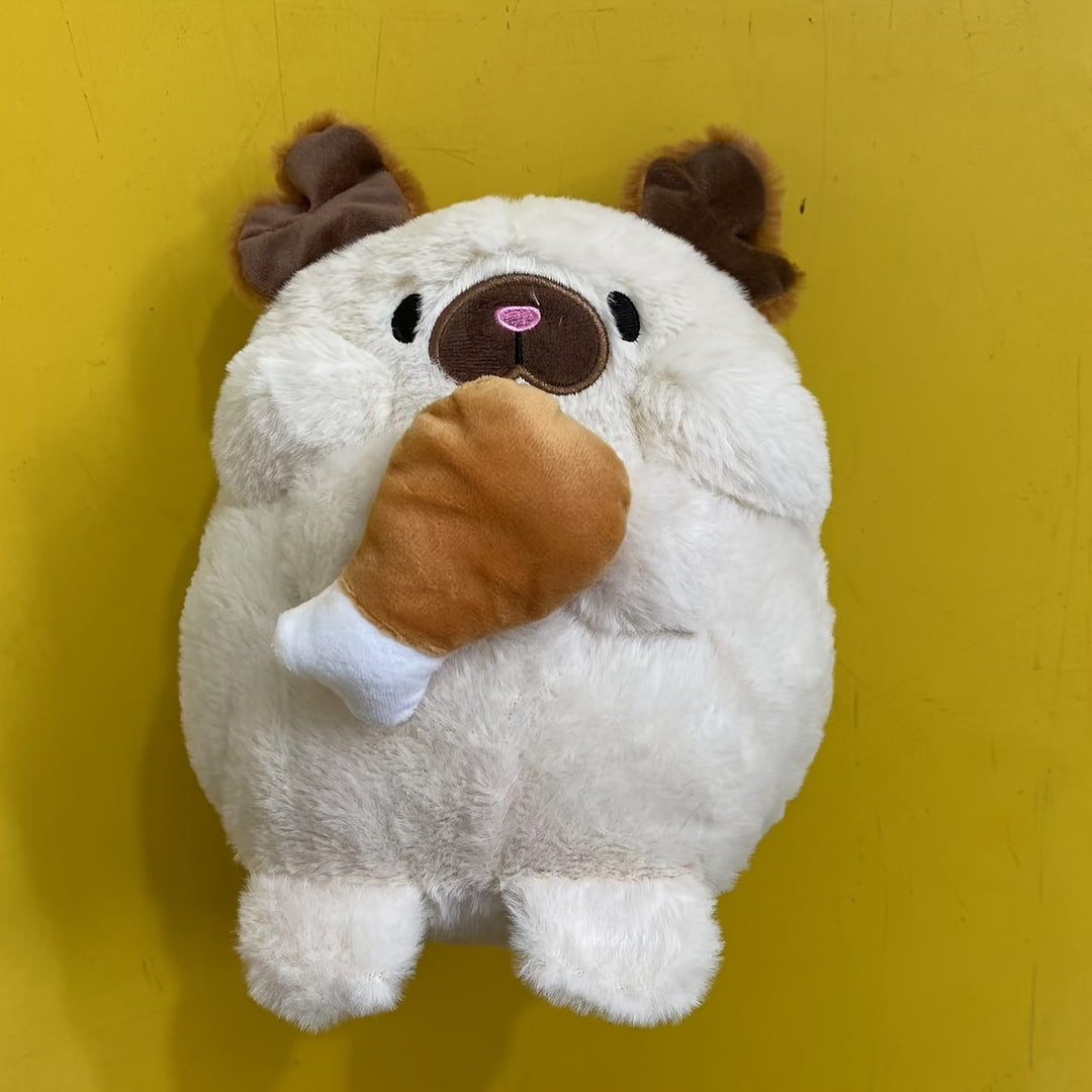 Adorable Pug Plush Toy with Chicken Legs, Soft Polyester Stuffed Animal, Cartoon Dog Doll with Stuffed Toy Pillow, Perfect for Christmas Holiday Gift