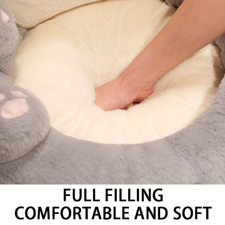 Cute Cartoon Cat Plush Chair Cushion - 1 Piece Polyester Fiber Tatami Floor Mat for Home Decor, Non-Slip Design for Living Room Sofa Office Chair, 100% Polyester, Hand Wash Only