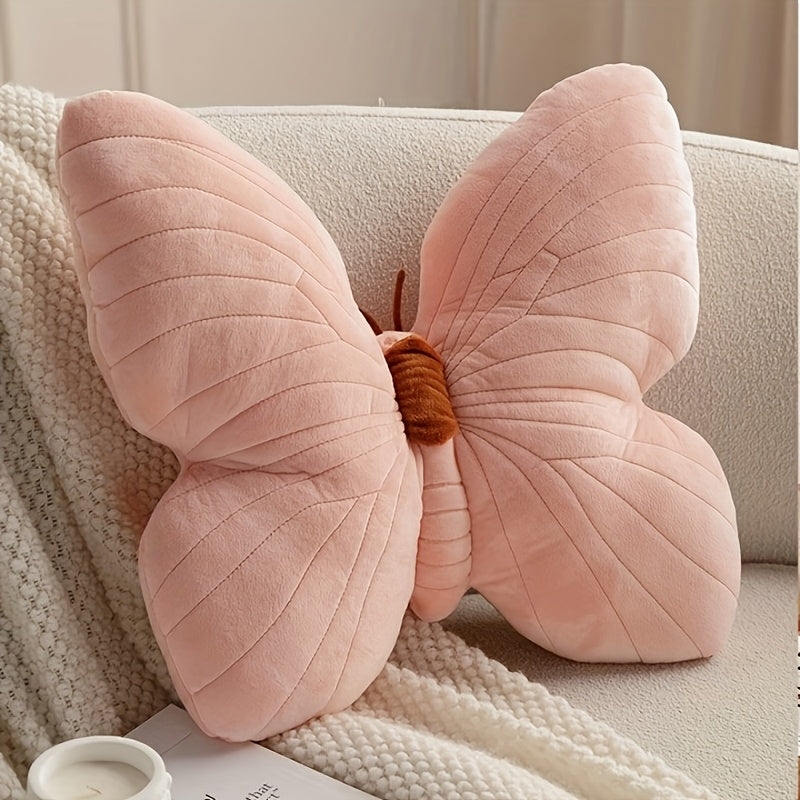 Chic Blue Butterfly-Shaped Throw Pillow - Soft Polyester, Plush Fabric for Couch & Bed Decor