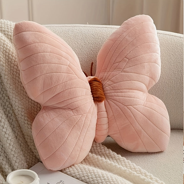 Chic Blue Butterfly-Shaped Throw Pillow - Soft Polyester, Plush Fabric for Couch & Bed Decor