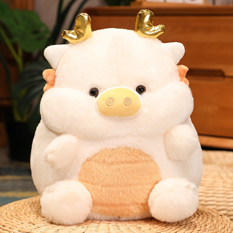 30cm/11.81in Cute Dinosaur Pig Plush Toy Adorable Stuffed Animal Soft Dino Piggy Toy Plushie Doll, New Year's Eve Gift, Good Luck Charm