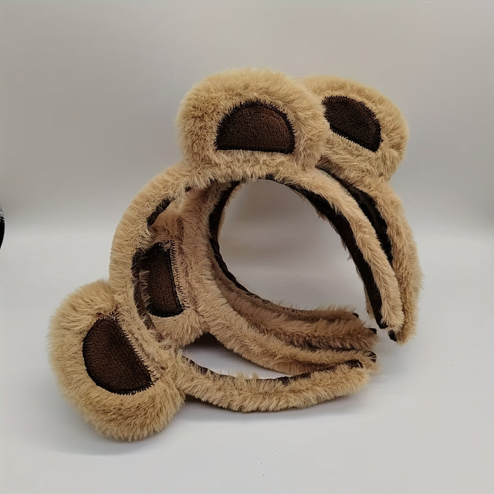 Cute Plush Bear Ear Headband - Soft Synthetic Fabric, Animal-Themed Hair Accessory for Women & Girls, Perfect Birthday Gift