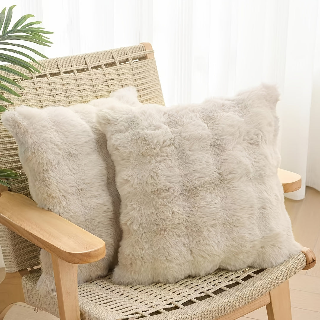 A Pair of Plush Pillow Covers, Each 17X17 Inches Thick, Designed to Be Soft Decorative Cushions for Sofas And Bedrooms.