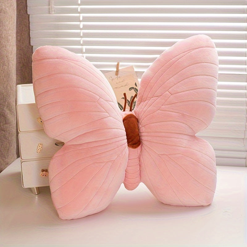 Chic Blue Butterfly-Shaped Throw Pillow - Soft Polyester, Plush Fabric for Couch & Bed Decor