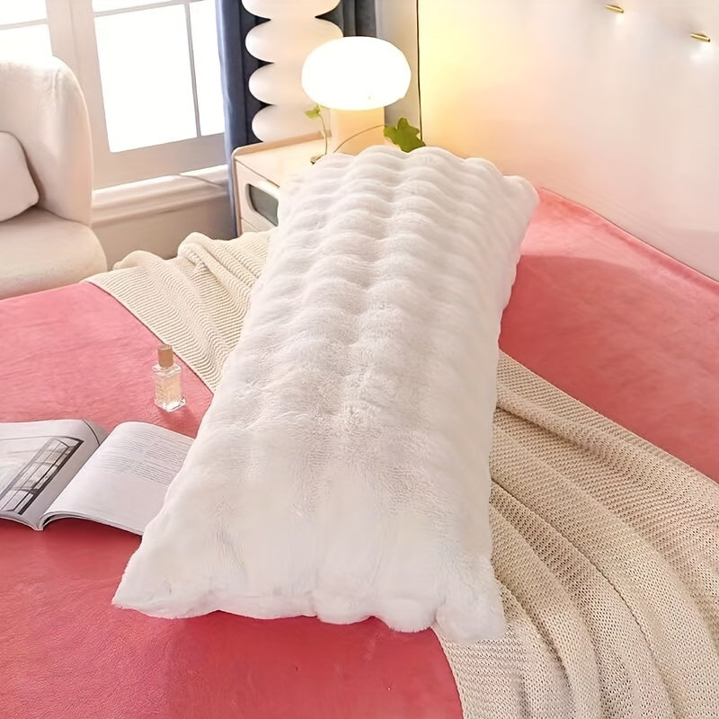 Chic Creamy Rabbit Plush Throw Pillow with Bubble Design - Soft, Washable Decorative Cushion for Living Room Sofa, for Winter