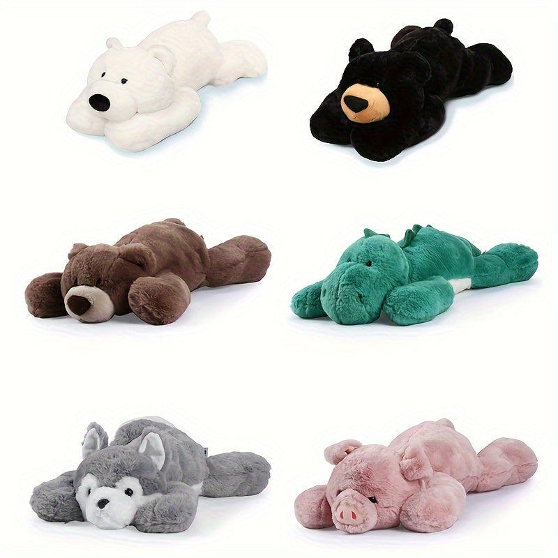2 LB Weighted Stuffed Animals 40cm/20 inch Giant Stuffed Animal Soft Polar Bear Plush Toys Cute Grey Husky Doll Toy Kawaii Plushies for Christmas Gift Birthday Gift Home Decoration