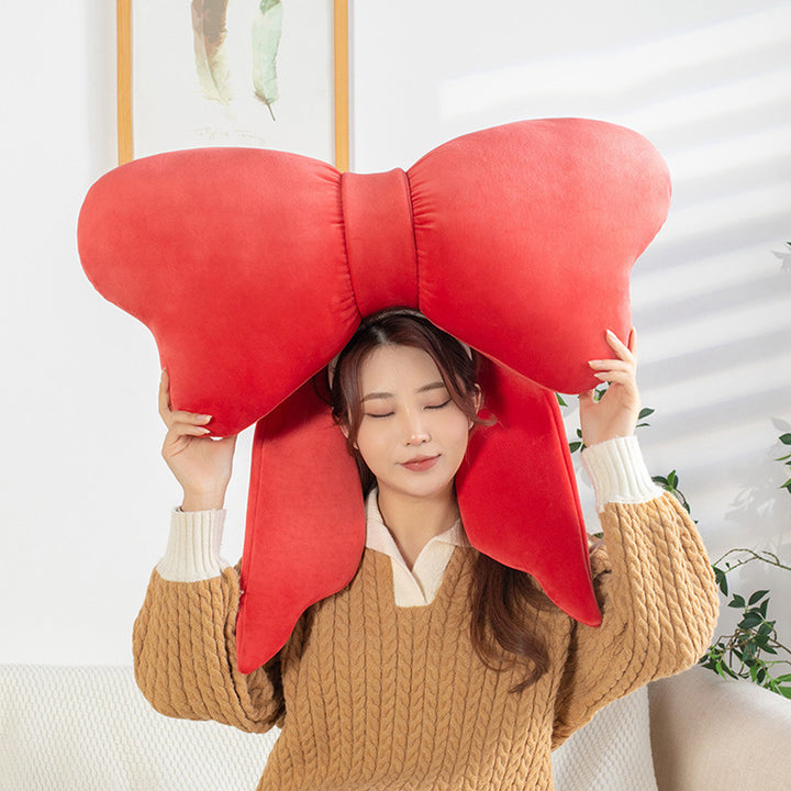 Bow Shape Throw Pillow Cute Soft Sofa Cushion Back Support Stuffed Toy for Bedroom Couch Office Home Decoration