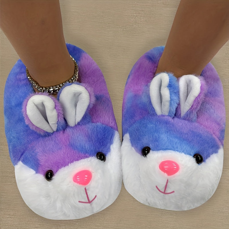 Snuggle in Style: Cozy Cartoon Bunny Warm Slippers, Lightweight & Silent for Winter Comfort | Cute Fuzzy Slip-On Indoor Shoes