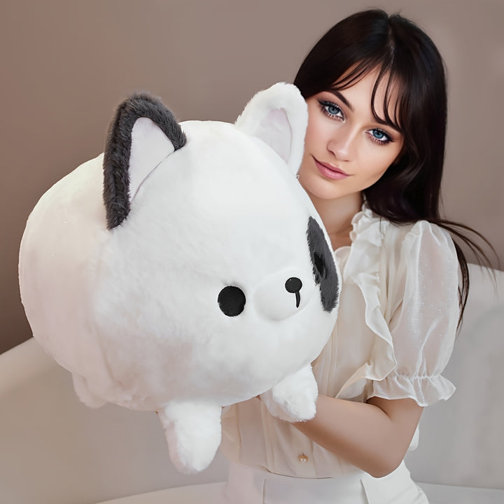 A Soft And Adorable Round Plush Toy Featuring a Teddy Dog, Shiba Inu, Beagle, And Bulldog, Perfect As a Decorative Pillow for Home Or As a Birthday Party Gift.