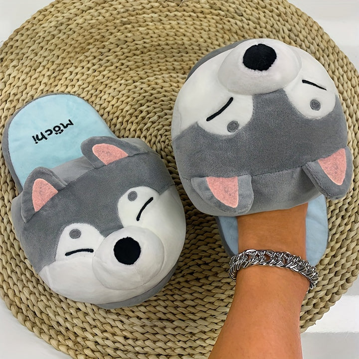 Cute Cartoon Corgi Soft Cozy House Slippers For Boys And Girls, Lightweight Anti-slip Slip-on Shoes For Indoor Home, Spring Autumn Winter