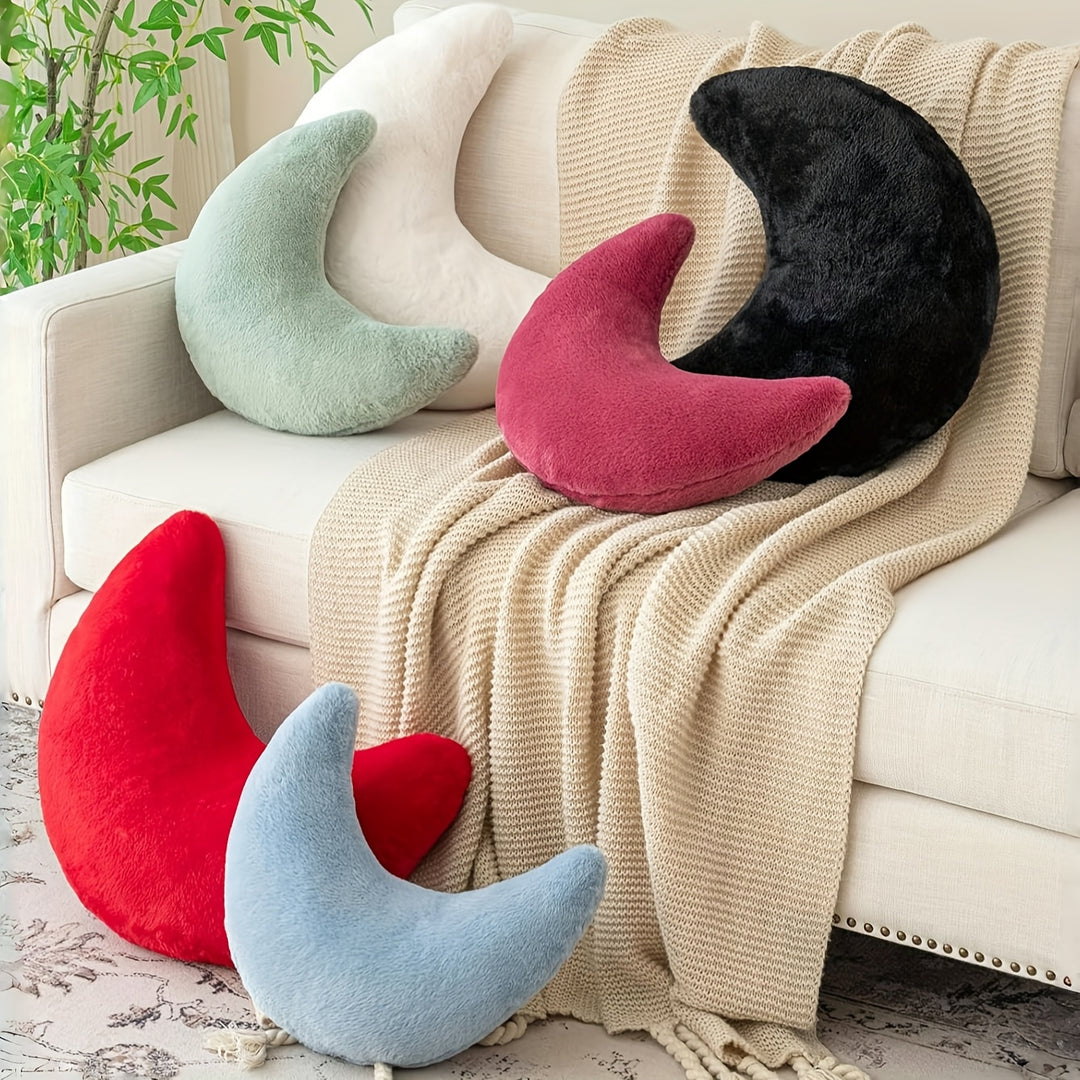 Soft Faux Rabbit Moon Pillow - Plush, Washable Polyester Decorative Throw with Cartoon Design, Ideal for Camping, Picnics & Home Decor, Camping Pillow | Playful Design | Polyester Fiber