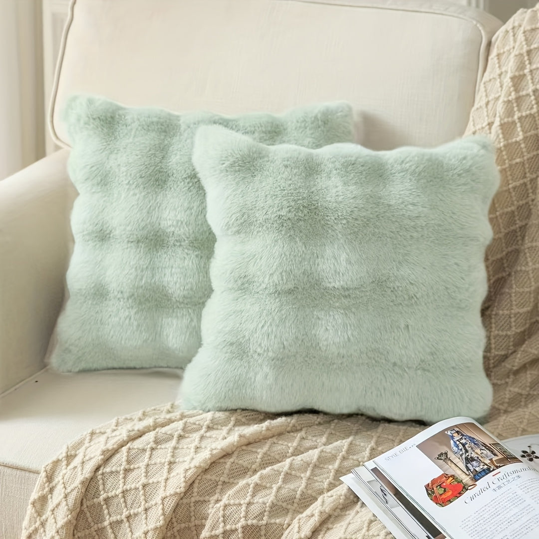 A Pair of Plush Pillow Covers, Each 17X17 Inches Thick, Designed to Be Soft Decorative Cushions for Sofas And Bedrooms.
