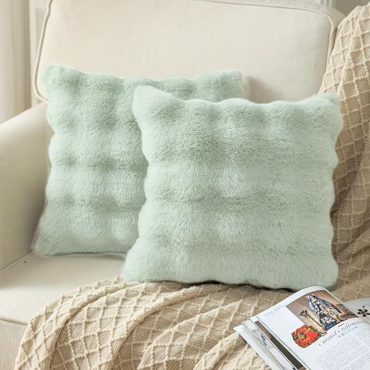 A Pair of Plush Pillow Covers, Each 17X17 Inches Thick, Designed to Be Soft Decorative Cushions for Sofas And Bedrooms.