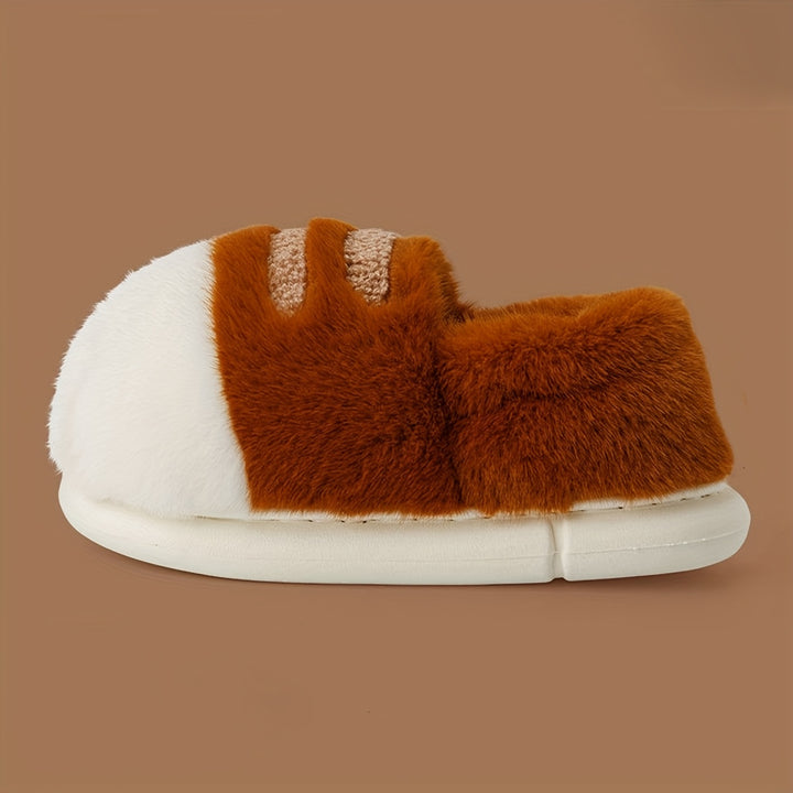 [Warm Cartoon Cat Paw Slippers] Winter Cartoon Cat Paw Style Women's Slippers for Home Warmth Men's Plush Flat Shoes