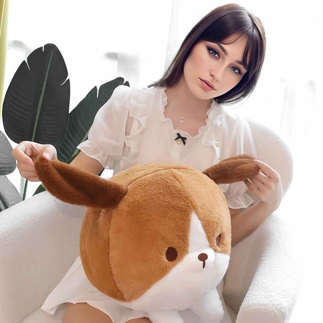 A Soft And Adorable Round Plush Toy Featuring a Teddy Dog, Shiba Inu, Beagle, And Bulldog, Perfect As a Decorative Pillow for Home Or As a Birthday Party Gift.