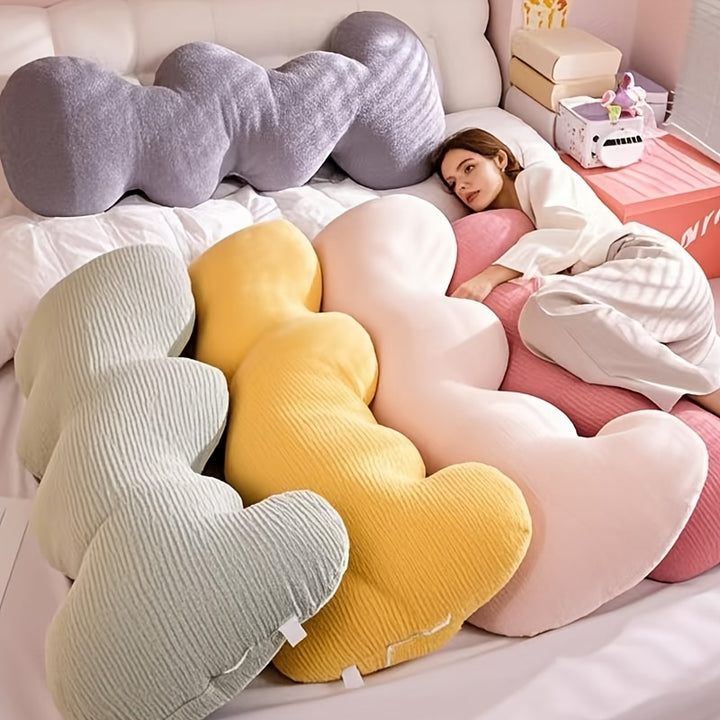 Versatile Cloud Wave Leg Pillow - Soft Polyester, Hand-Washable, Perfect for Bedroom & Living Room Decor