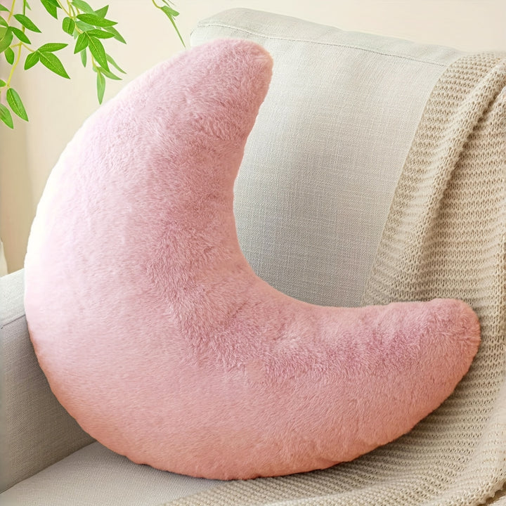 Soft Faux Rabbit Moon Pillow - Plush, Washable Polyester Decorative Throw with Cartoon Design, Ideal for Camping, Picnics & Home Decor, Camping Pillow | Playful Design | Polyester Fiber