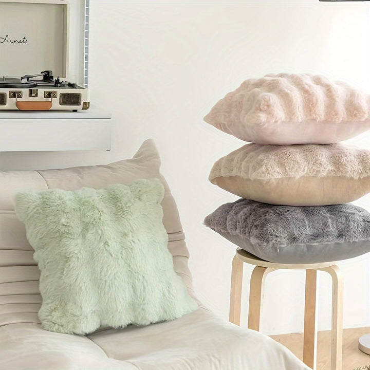 A Pair of Plush Pillow Covers, Each 17X17 Inches Thick, Designed to Be Soft Decorative Cushions for Sofas And Bedrooms.