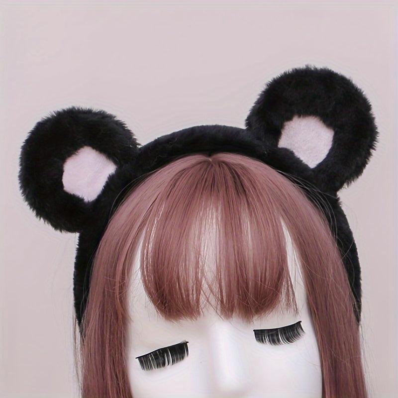 Cute Plush Bear Ear Headband - Soft Synthetic Fabric, Animal-Themed Hair Accessory for Women & Girls, Perfect Birthday Gift
