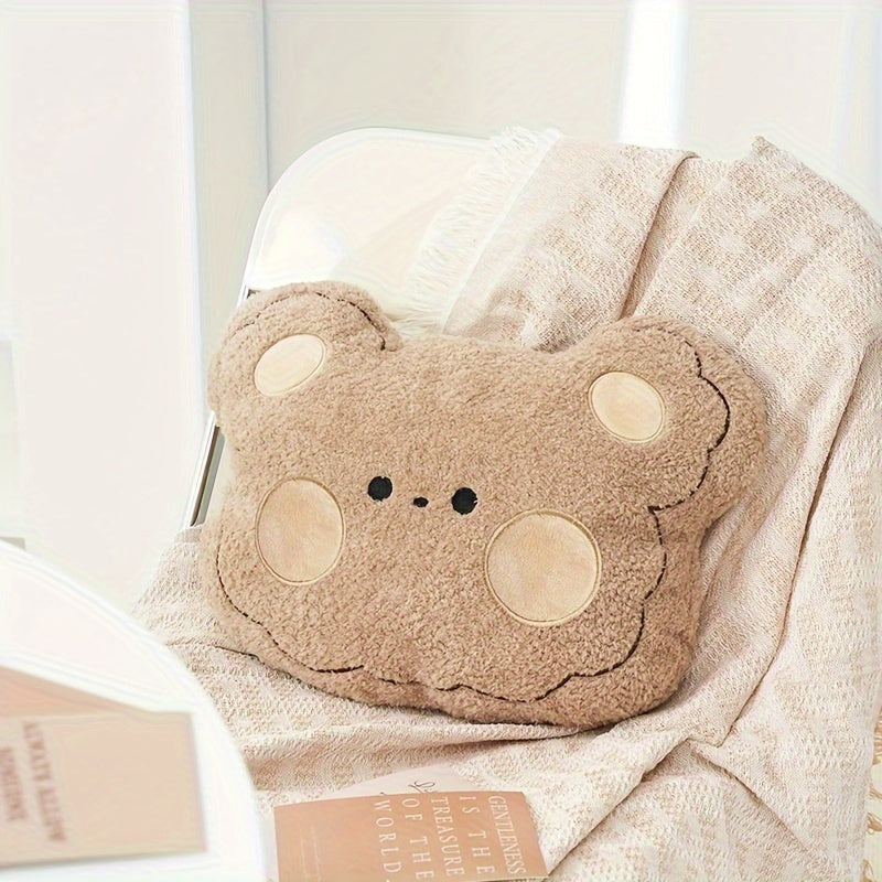 Cute Cartoon Pink Bunny And Brown Bear Car Lumbar Support Pillow - Soft And Comfortable, Suitable for Sofa, Office Decor, And Car Seat Back Support, Featuring a Bunny And Bear Cartoon Theme, Hand Wash Only.
