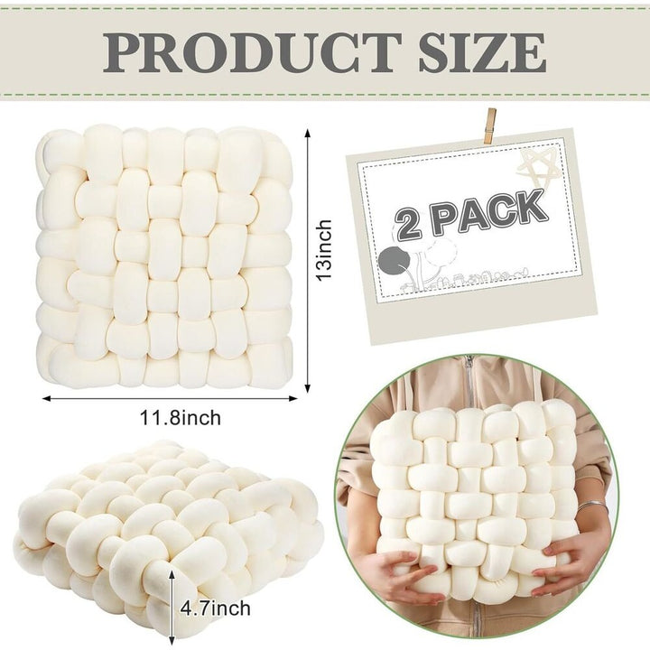 Shademart 2 Pcs 12'' X 12'' Knot Pillow Soft Throw Pillow Home Decoration Cushion Square Office Knotted Plush Throw Cushion for Living Room Bedroom Sofa Couch Living Room Decor