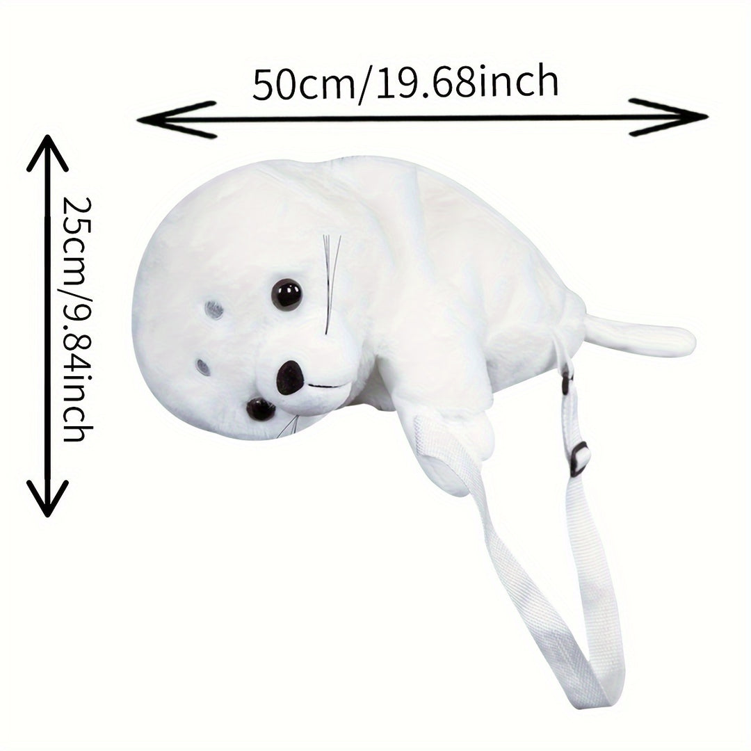 1pc Cute Marine White Seal Backpack, Creative Soft Cute Backpack, Birthday Holiday Creative Gift