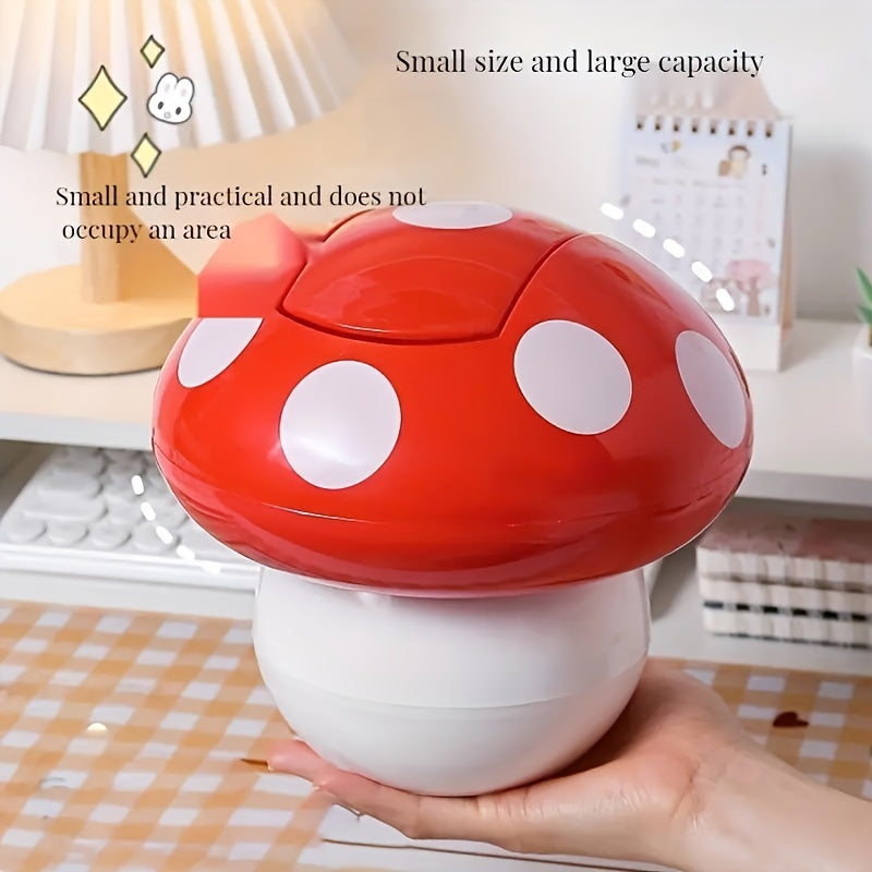 1pc Cute Mushroom Trash Can - Multifunctional, Desktop Decorative Paper Basket for Household Storage