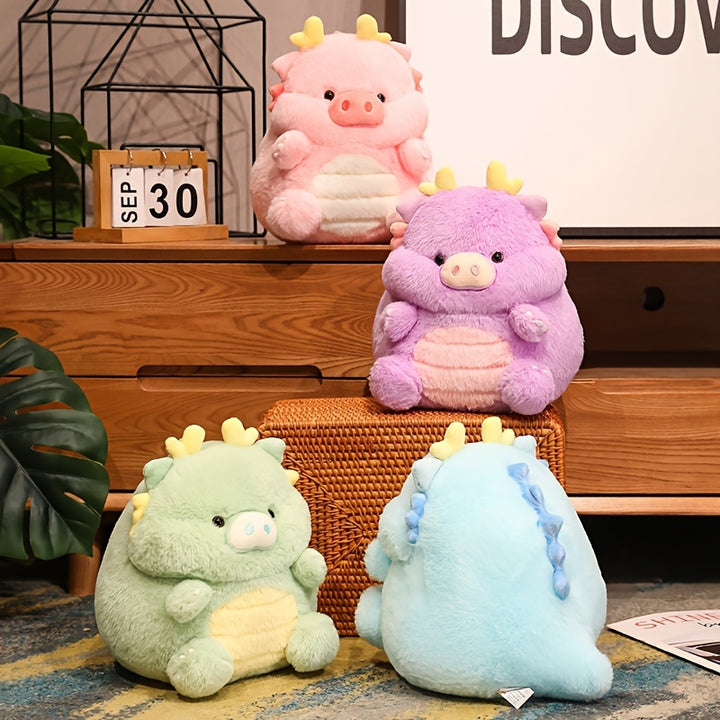 30cm/11.81in Cute Dinosaur Pig Plush Toy Adorable Stuffed Animal Soft Dino Piggy Toy Plushie Doll, New Year's Eve Gift, Good Luck Charm