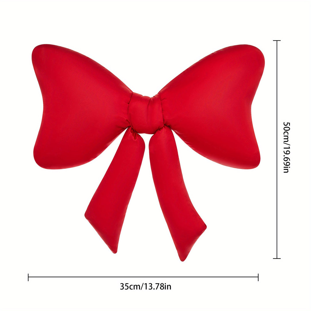 Large Red Satin Bow Throw Pillow – Elegant Decorative Accent for Sofa, Couch & Home Decor, Soft Silky Fabric with Large Bowknot Design, Perfect for Indoor Aesthetic Spaces, Decorative Pillows