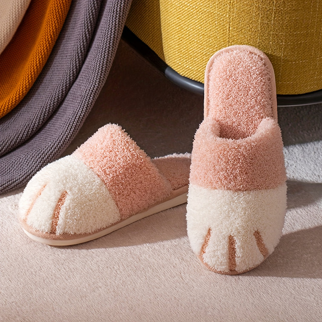 Adorable Whisker-Faced Cat Paw Slippers - Cozy Plush Lined Casual Shoes for Indoor Comfort - Perfect for Koningsdag/King's Day Celebration