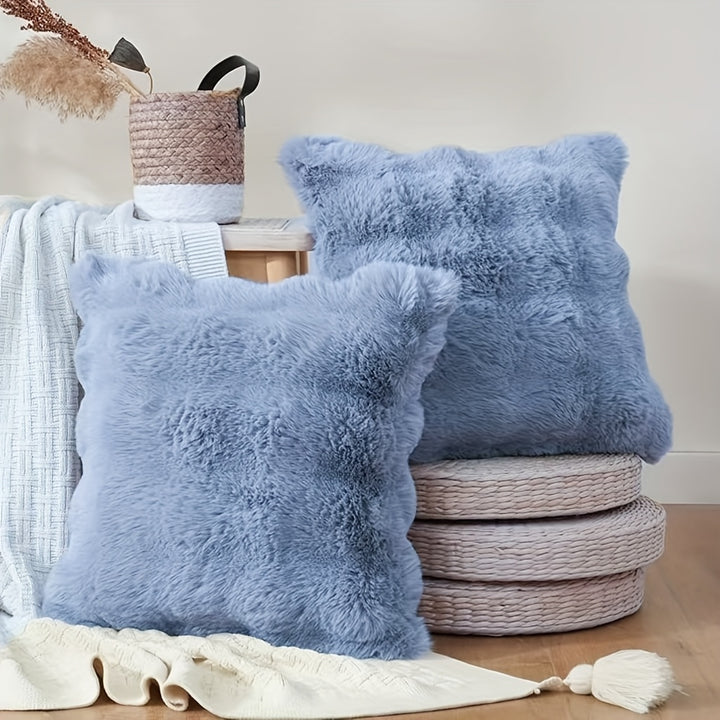 A Pair of Plush Pillow Covers, Each 17X17 Inches Thick, Designed to Be Soft Decorative Cushions for Sofas And Bedrooms.
