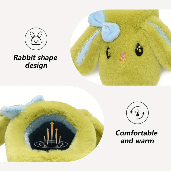 Women's Cartoon Bunny House Slippers, Warm Fuzzy Plush Indoor Shoes, Comfortable EVA Sole, Machine Washable Fabric Upper/Inner/Insole, Winter Season Footwear, Cozy Home Shoes | Cartoon Bunny Design | Comfort, Cute Slippers