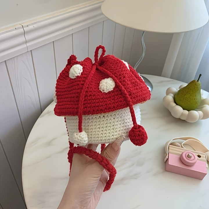 Cute - Small - Exquisite Mushroom Special Fire Small Bag Material Package Weaving Homemade Crochet Cross Shoulder Bag for Women Finished Product
