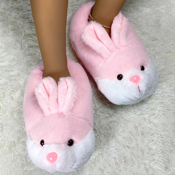 Snuggle in Style: Cozy Cartoon Bunny Warm Slippers, Lightweight & Silent for Winter Comfort | Cute Fuzzy Slip-On Indoor Shoes