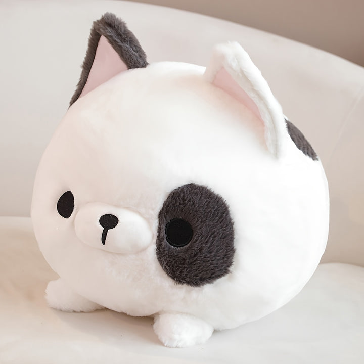 A Soft And Adorable Round Plush Toy Featuring a Teddy Dog, Shiba Inu, Beagle, And Bulldog, Perfect As a Decorative Pillow for Home Or As a Birthday Party Gift.