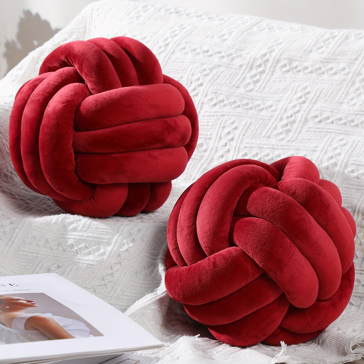2pcs Plush Knot Ball Pillows Decorative Round Throw Knotted Pillows Aesthetic Stuffed Pillows For Stress Relieving Bed Sofa Bedroom Decoration
