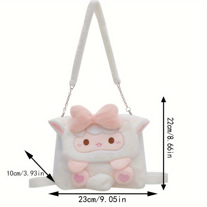 Adorable Cartoon Sheep Backpack - Soft, Fluffy, Lightweight with Removable Strap, Zipper Closure, Polyester Lining, Hand Washable, Perfect for School & Casual Use, School Backpack | Playful Design | Lightweight Backpack