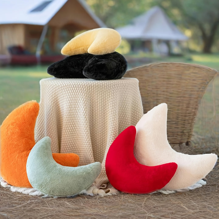 Soft Faux Rabbit Moon Pillow - Plush, Washable Polyester Decorative Throw with Cartoon Design, Ideal for Camping, Picnics & Home Decor, Camping Pillow | Playful Design | Polyester Fiber