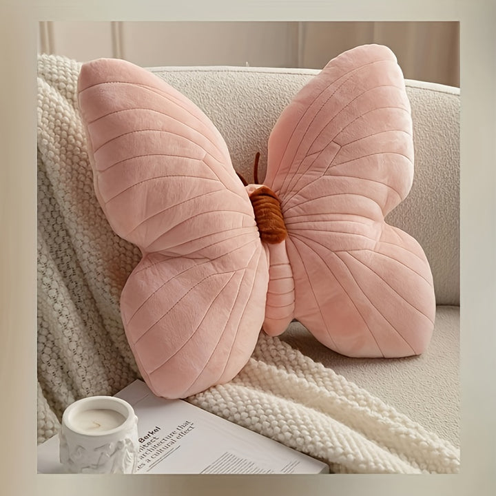 Chic Blue Butterfly-Shaped Throw Pillow - Soft Polyester, Plush Fabric for Couch & Bed Decor