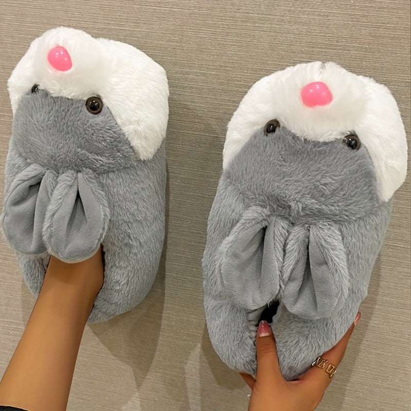 Snuggle in Style: Cozy Cartoon Bunny Warm Slippers, Lightweight & Silent for Winter Comfort | Cute Fuzzy Slip-On Indoor Shoes