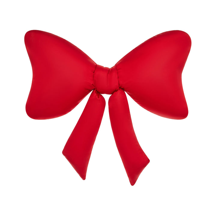 Large Red Satin Bow Throw Pillow – Elegant Decorative Accent for Sofa, Couch & Home Decor, Soft Silky Fabric with Large Bowknot Design, Perfect for Indoor Aesthetic Spaces, Decorative Pillows