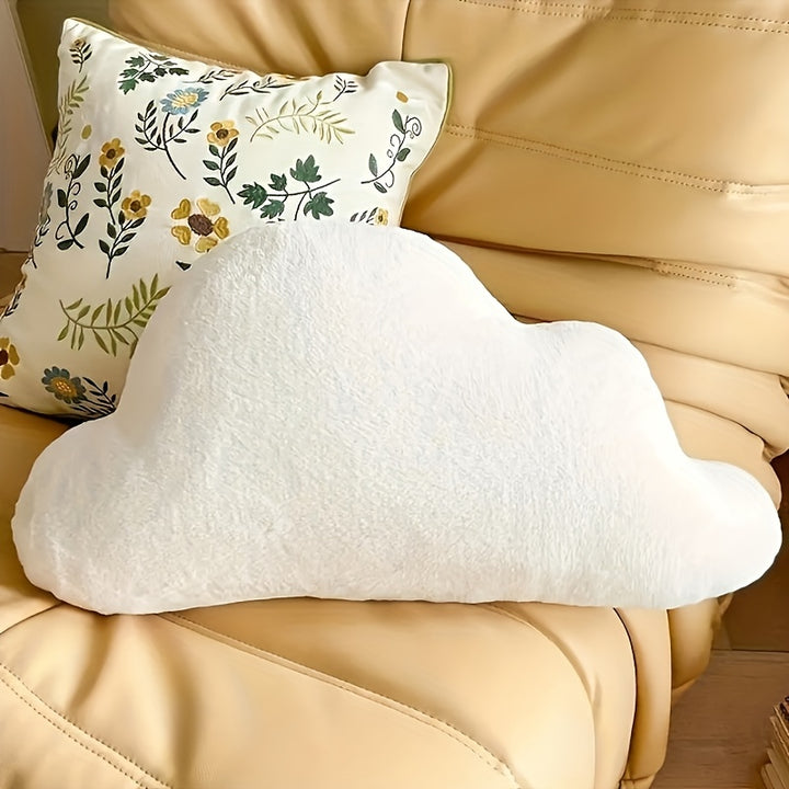 Soft Plush White Cloud-Shaped Throw Pillow - Cozy Geometric Design Seat Cushion for Bedroom, Office, or Car - Machine Washable Polyester Blend - Perfect Gift Idea for Home Decor, Decorative Pillows