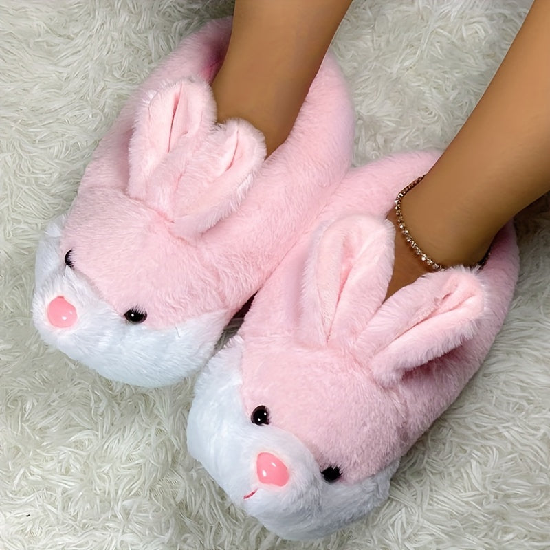 Snuggle in Style: Cozy Cartoon Bunny Warm Slippers, Lightweight & Silent for Winter Comfort | Cute Fuzzy Slip-On Indoor Shoes