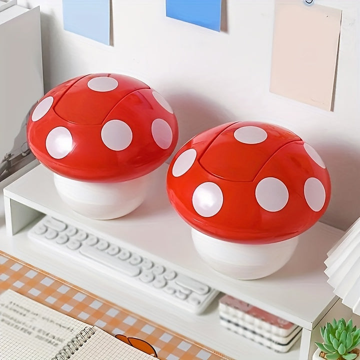 1pc Cute Mushroom Trash Can - Multifunctional, Desktop Decorative Paper Basket for Household Storage