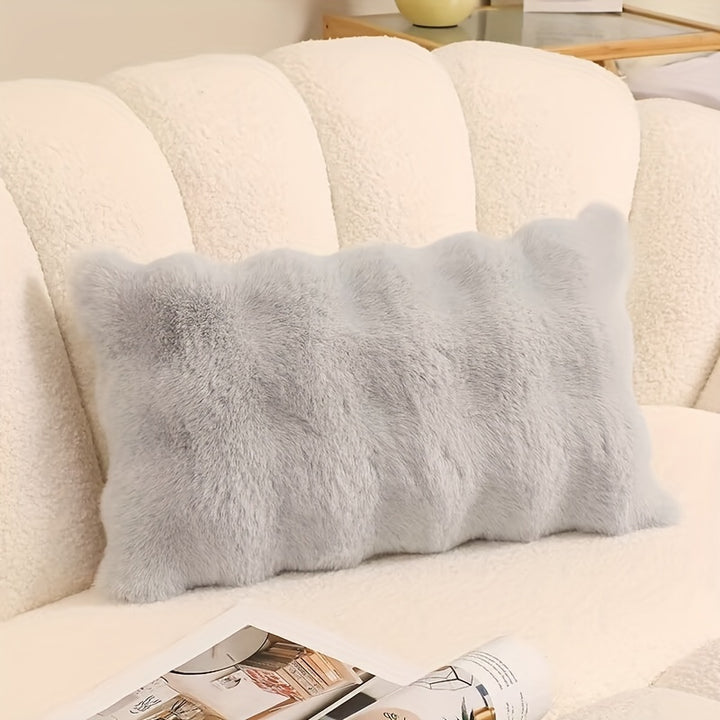 Chic Creamy Rabbit Plush Throw Pillow with Bubble Design - Soft, Washable Decorative Cushion for Living Room Sofa, for Winter