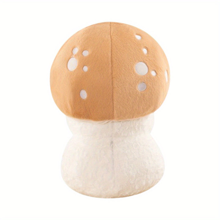 Adorable Plush Mushroom Toy - Soft Stuffed Doll with Expressive Eyes & Ribbed Hat, Beige & White Design for Home or Office Decor, Perfect Youngsters' Birthday Gift, Stuffed Animal