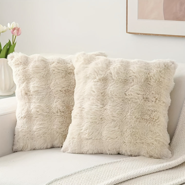 A Pair of Plush Pillow Covers, Each 17X17 Inches Thick, Designed to Be Soft Decorative Cushions for Sofas And Bedrooms.